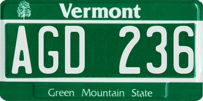 VT license plate AGD236