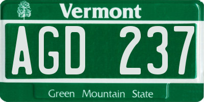 VT license plate AGD237