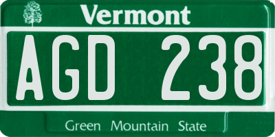 VT license plate AGD238