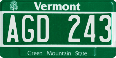 VT license plate AGD243