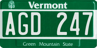 VT license plate AGD247