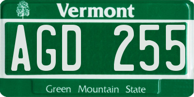 VT license plate AGD255