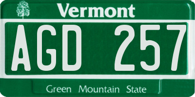 VT license plate AGD257