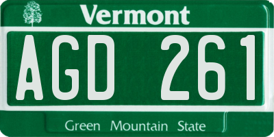 VT license plate AGD261