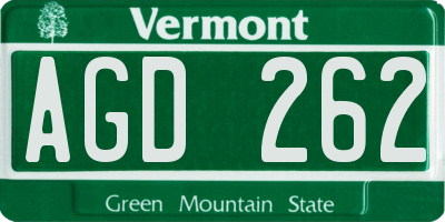VT license plate AGD262