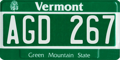 VT license plate AGD267