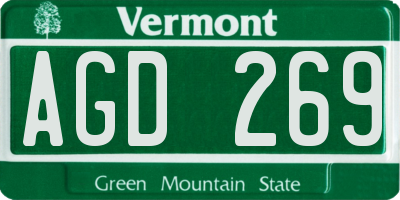 VT license plate AGD269