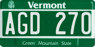 VT license plate AGD270