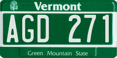 VT license plate AGD271
