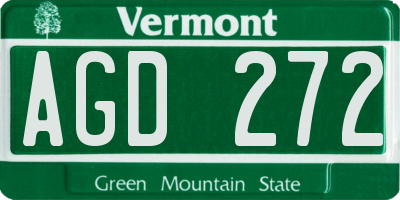 VT license plate AGD272