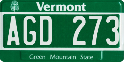 VT license plate AGD273