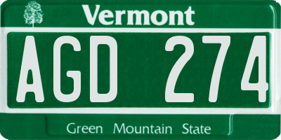 VT license plate AGD274