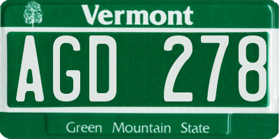 VT license plate AGD278