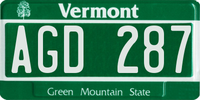 VT license plate AGD287