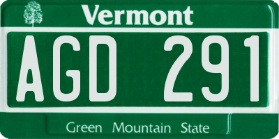 VT license plate AGD291
