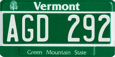 VT license plate AGD292