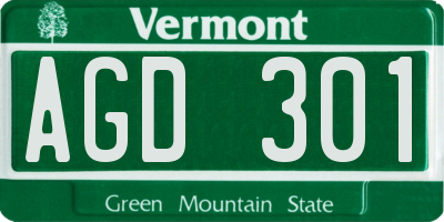 VT license plate AGD301