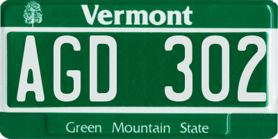 VT license plate AGD302