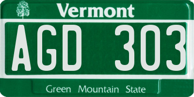 VT license plate AGD303