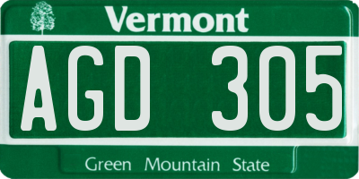 VT license plate AGD305
