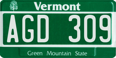 VT license plate AGD309