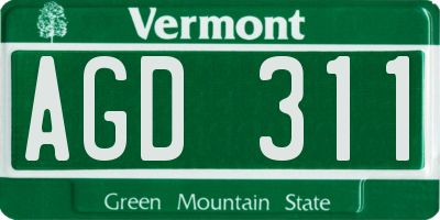 VT license plate AGD311