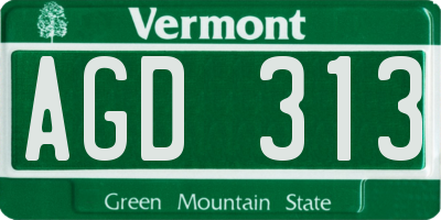 VT license plate AGD313