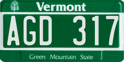 VT license plate AGD317