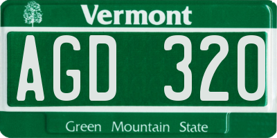 VT license plate AGD320