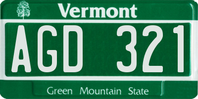 VT license plate AGD321