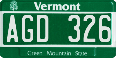 VT license plate AGD326