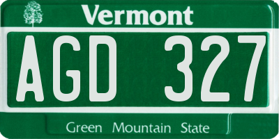 VT license plate AGD327