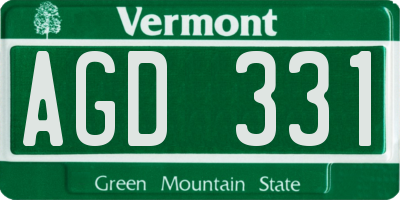 VT license plate AGD331