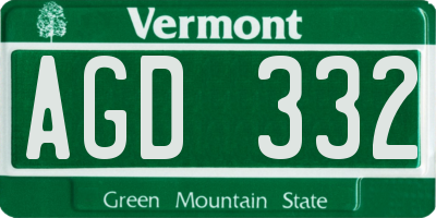 VT license plate AGD332