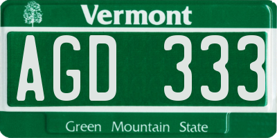 VT license plate AGD333
