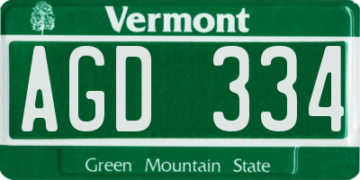 VT license plate AGD334