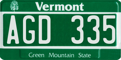 VT license plate AGD335