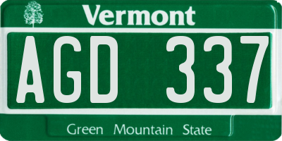 VT license plate AGD337