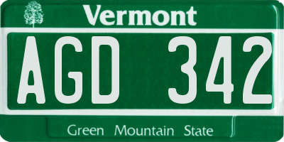 VT license plate AGD342