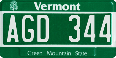 VT license plate AGD344