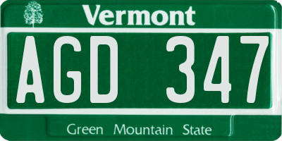 VT license plate AGD347