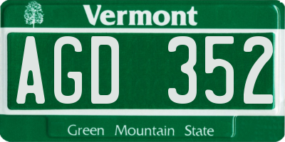 VT license plate AGD352