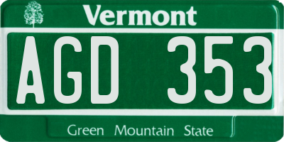 VT license plate AGD353