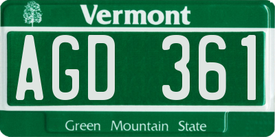 VT license plate AGD361