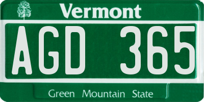 VT license plate AGD365