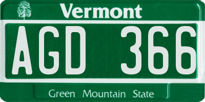 VT license plate AGD366