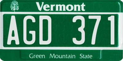 VT license plate AGD371