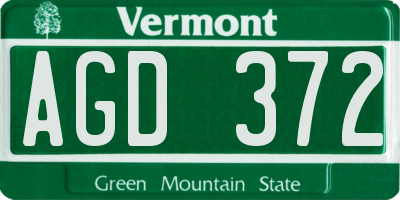 VT license plate AGD372