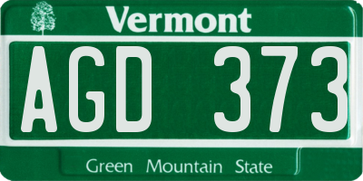 VT license plate AGD373