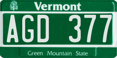 VT license plate AGD377